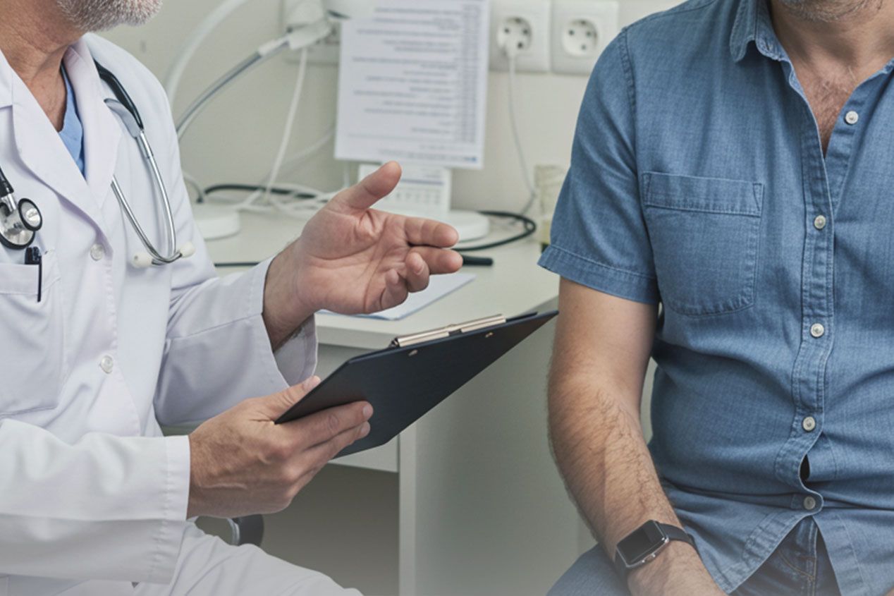 Врач говорит с мужчиной пациентом
